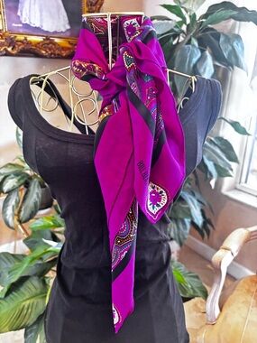 Bill Blass Hot Pink Paisley Scarf Y2K Hair Neck Bag Style